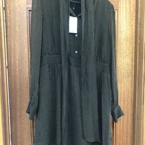 Diane Von Furstenberg Pinstriped Pussy Bow Dress